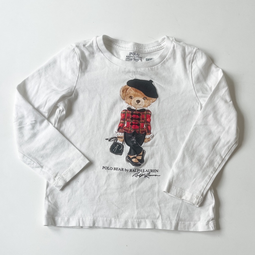 Polo by Ralph Lauren Kids White Long Sleeve with Bear Design